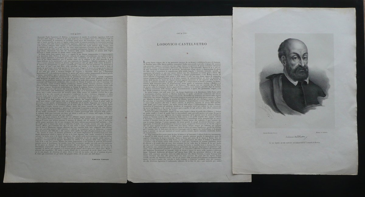 Lodovico Castelvetro Biografia Litografia Goldoni Adeodato Malatesta Modena 1880