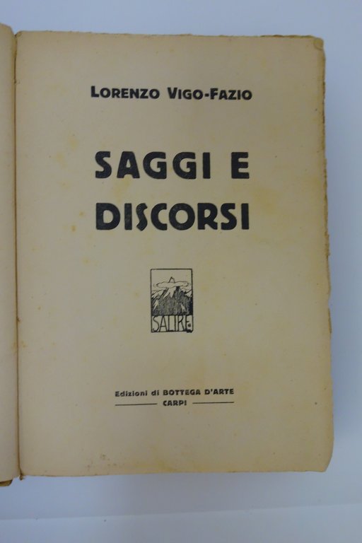 LORENZO VIGO-FAZIO SAGGI E DISCORSI BOTTEGA D'ARTE CARPI MODENA 1926 | Immagine Gallery 2