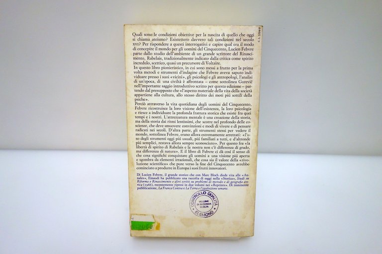 Lucien Febvre Il Problema dell'Incredulità nel XVI Secolo Rabelais Einaudi … | Immagine Gallery 2