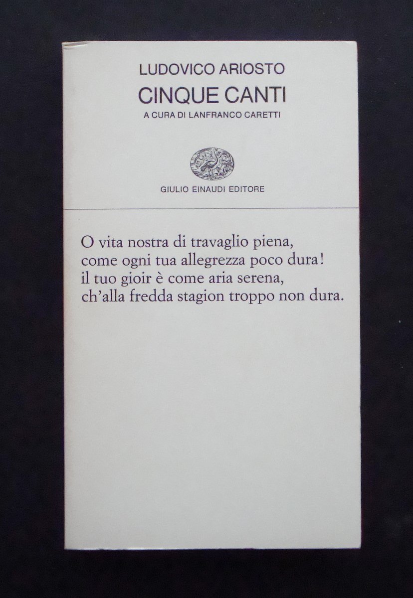 LUDOVICO ARIOSTO CINQUE CANTI COLLEZIONE DI POESIA 142 1^ ED … | Immagine principale