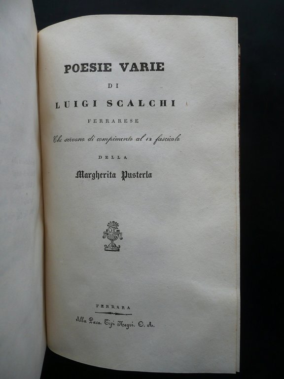 Luigi Carlo Scalchi La Margherita Pusterla Poesie Varie Tipi Negri …