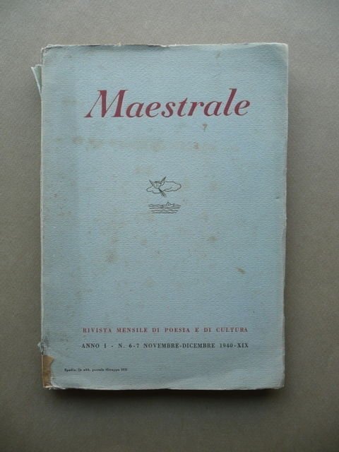 Maestrale Rivista Poesia Cultura Letteratura Sbarbaro Giani Dabini Cancogni 1940