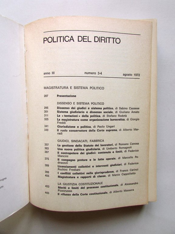 Magistratura e Sistema Politico Politica del Diritto Numero 3-4 Agosto …