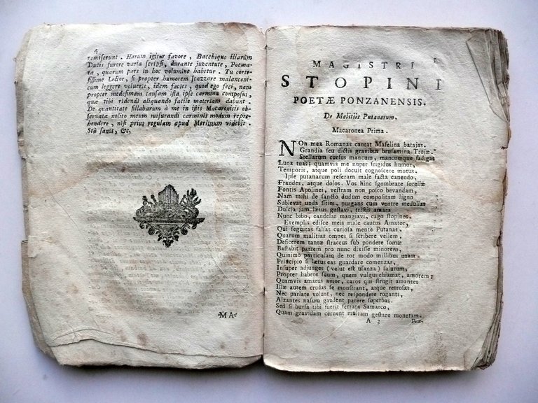 Magistri Stopini Poetae Ponzanensis Capriccia Macaronica Lovisae Venetiis 1760