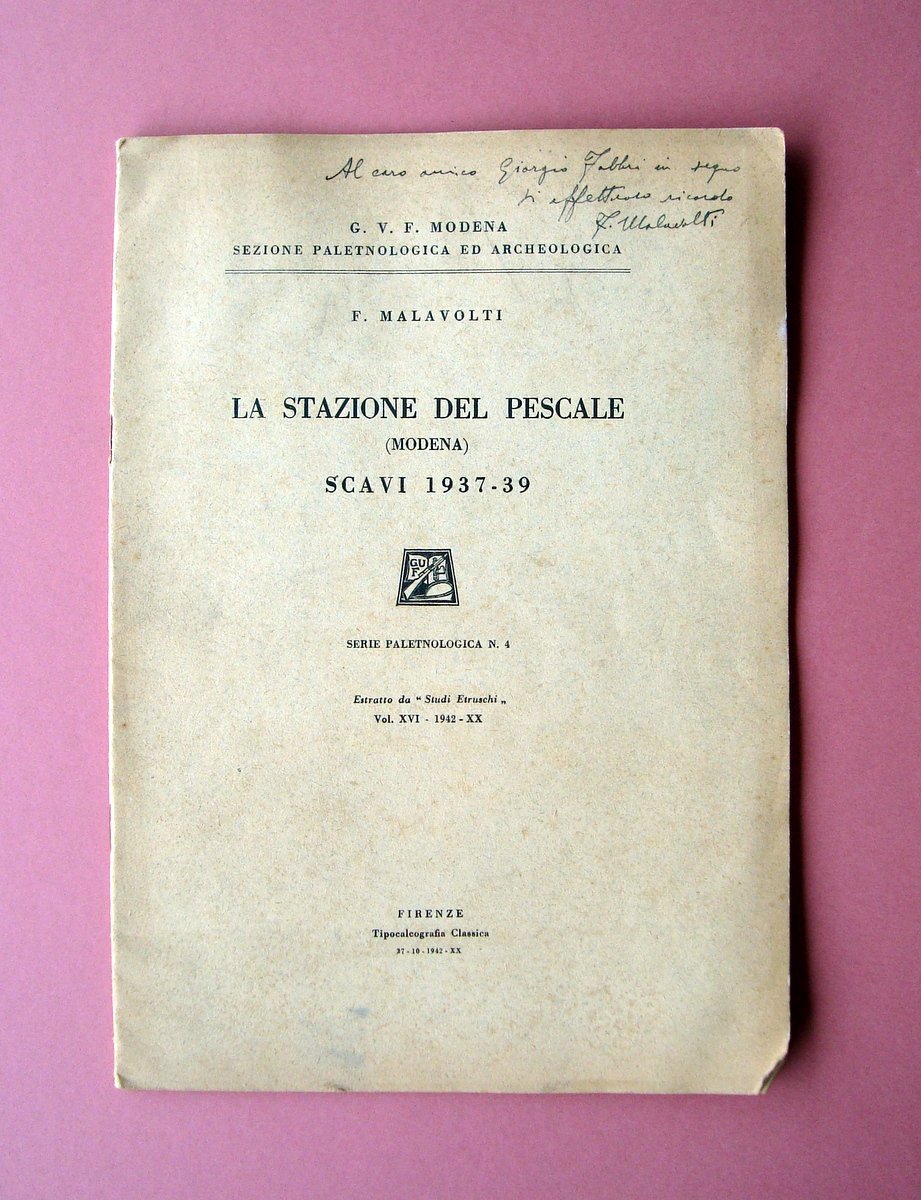 Malavolti Stazione del Pescale Modena Scavi 1937-39 Tip.Classica Firenze 1942 | Immagine principale