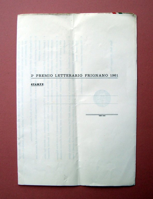 Manifesto 2∞ Premio Letterario Riccio D'oro Frignano 1961 Norme-Premi Carlo … | Immagine Gallery 2