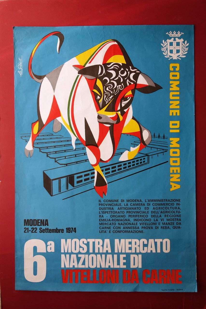 Manifesto 6∞ Mostra Mercato Nazionale Vitelloni da Carne Modena 1974 … | Immagine principale