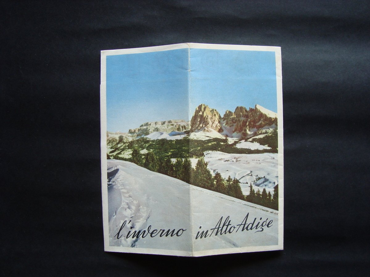 Manifesto Dolomiti Alto Adige anni'50 Bolzano Sports invernali