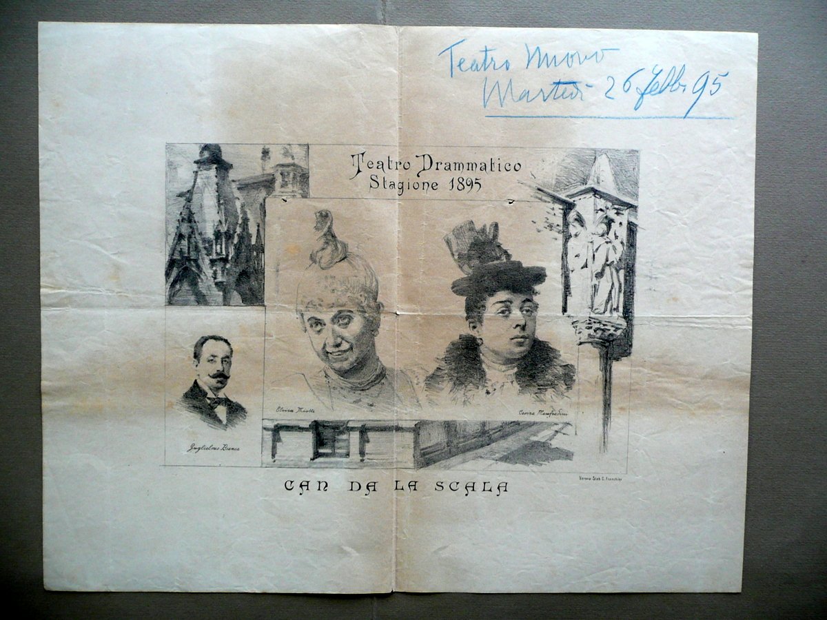 Manifesto Teatro Drammatico Can Da La Scala Stagione 1895 Miotti …