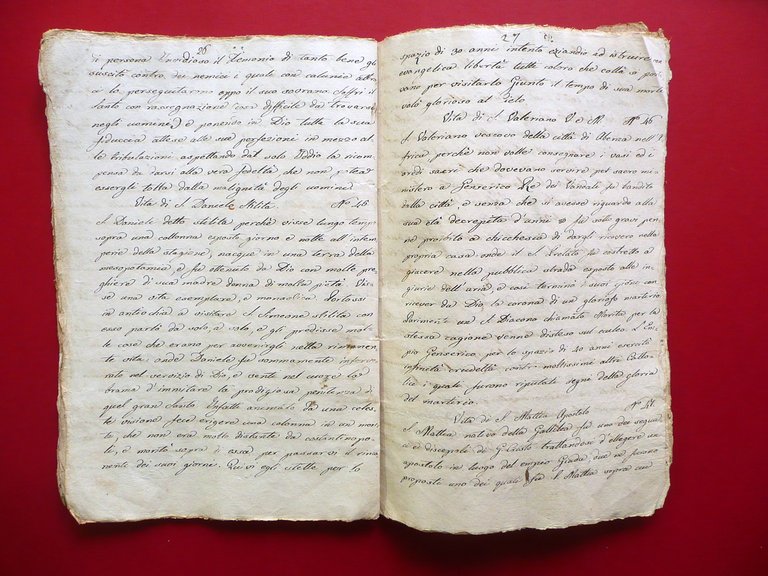 Manoscritto Agiografie Vite dei Santi Primo Ottocento Religione