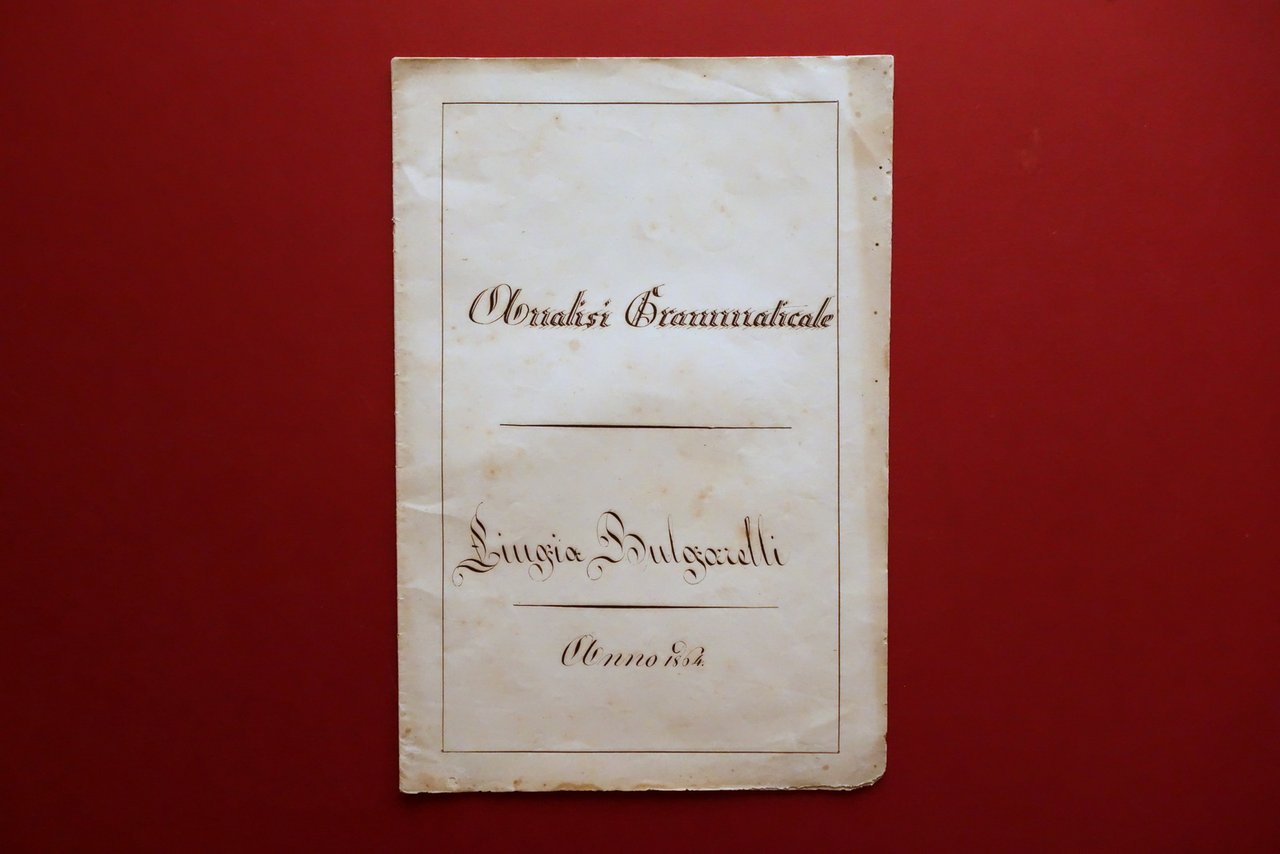 Manoscritto Analisi Grammaticale L. Bulgarelli 1864 Calligrafia Grammatica