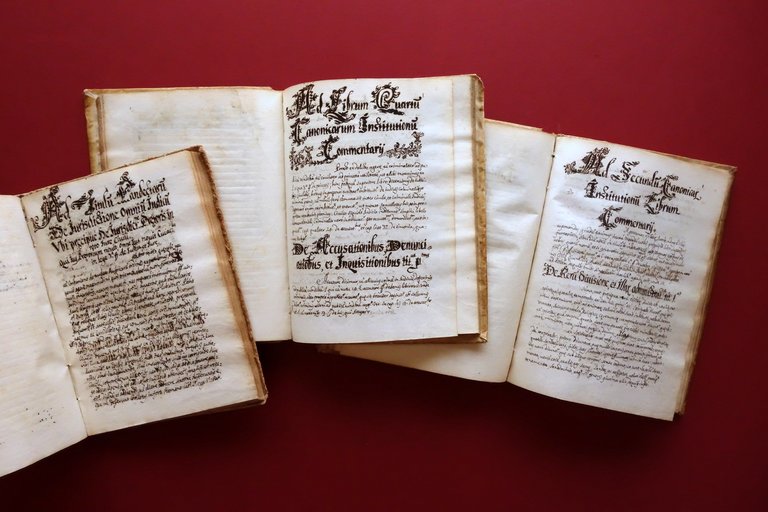 Manoscritto Canonicarum Institutionum Libri IV Diritto Canonico 1735-36 3 Volumi | Immagine Gallery 5