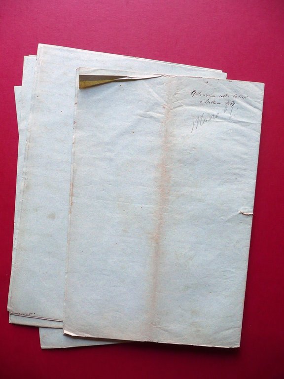 Manoscritto Carceri di Belluno Nozioni Condizione Amministrazione Belazzi 1866