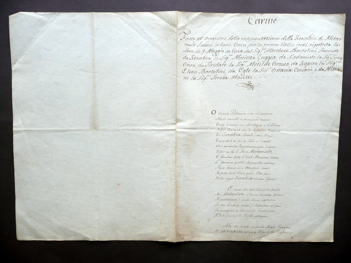 Manoscritto Carme Zenobia di Metastasio Casa Onru Primo '800 Letteratura … | Immagine principale