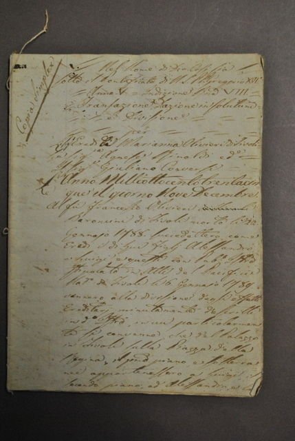 Manoscritto Copia Divisione Eredit‡ Tivoli Olivieri Piazza Regina Gregorio 1835