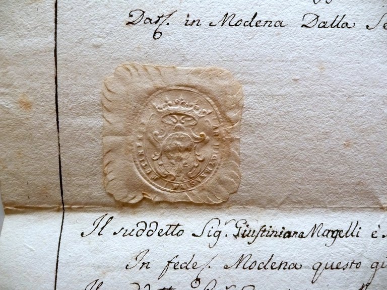 Manoscritto Diploma Abilitazione Chirurgo Maggiore Ginnasio Modena 1800 Sigillo