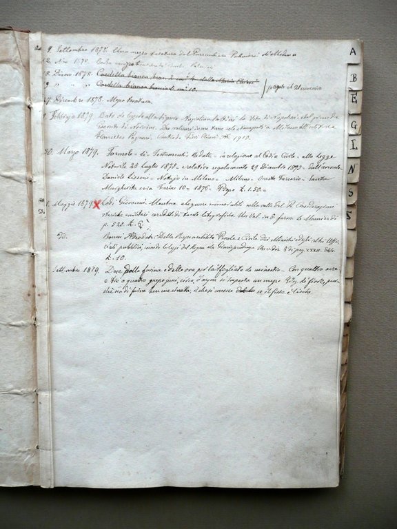 Manoscritto Elenchi Schedario Libri Biblioteca Privata Met‡ '800 Bibliografia