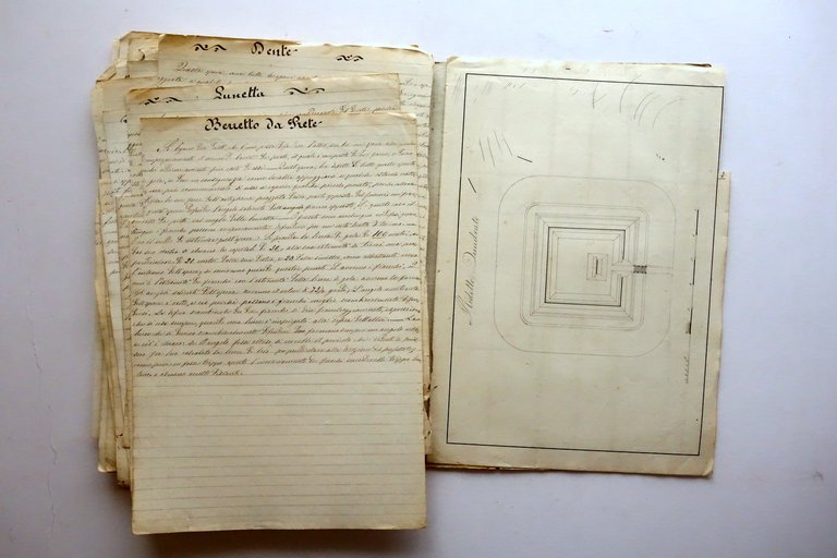 Manoscritto Elenco di Fortificazione Permanente e Passeggera 1851 Fortificazioni