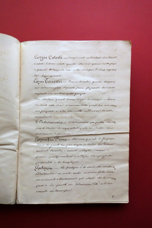 Manoscritto Lezioni di Chimica Minerale del P. Spallanzani Reggio Emilia …
