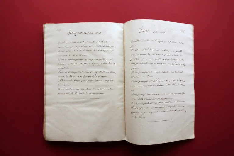 Manoscritto Lezioni di Chimica Minerale del P. Spallanzani Reggio Emilia …