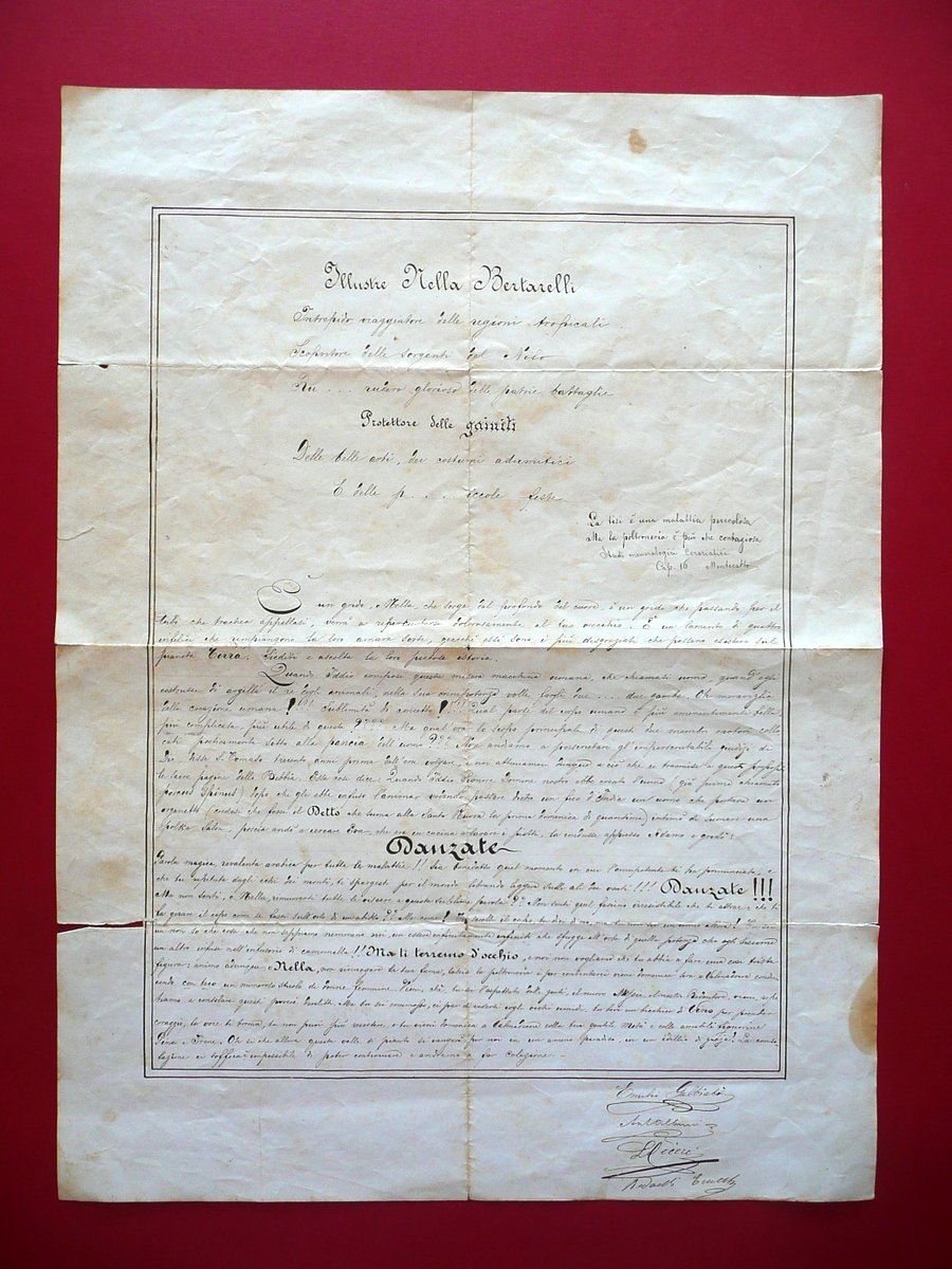 Manoscritto Nella Bertarelli Componimento Poetico Goliardico Doppi Sensi '800