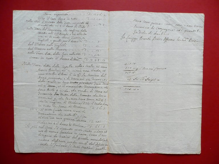 Manoscritto Perizia Agrimensore San Possidonio Possessione Goldona Lesie 1759 | Immagine Gallery 2