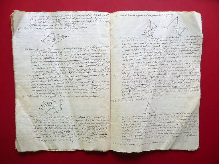 Manoscritto Principi di Fisica Generale Piano Inclinato Figure Primo Ottocento