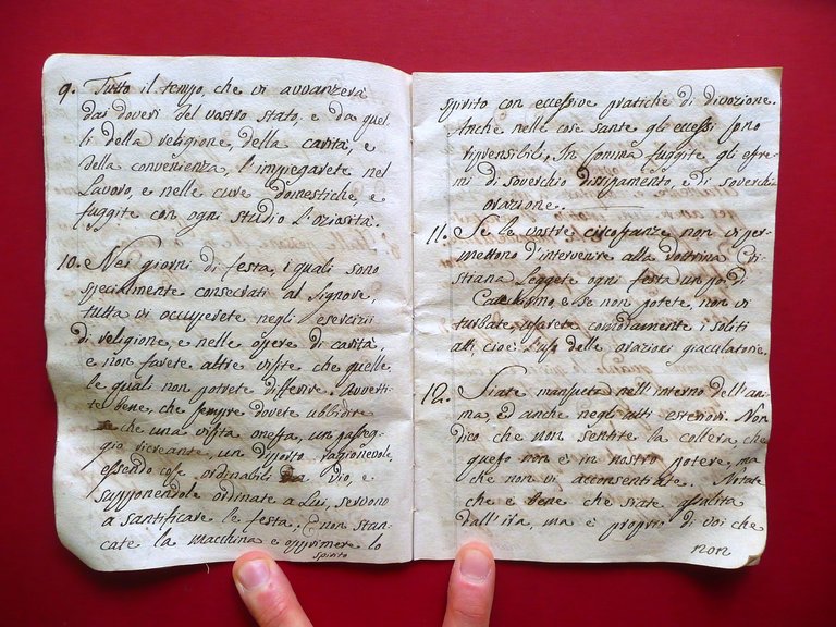 Manoscritto Regolamento di Vita Buone Cristiane Educazione Fine '700