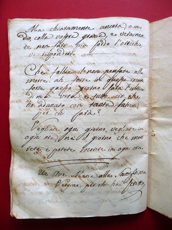 Manoscritto Regolamento di Vita Buone Cristiane Educazione Fine '700