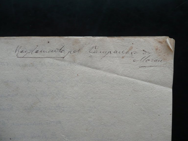 Manoscritto Regolamento pel Campanaro di Marano Modena 1810-11 Norme Compiti