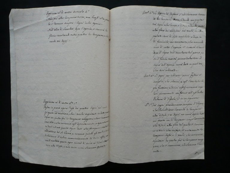 Manoscritto Regolamento pel Campanaro di Marano Modena 1810-11 Norme Compiti