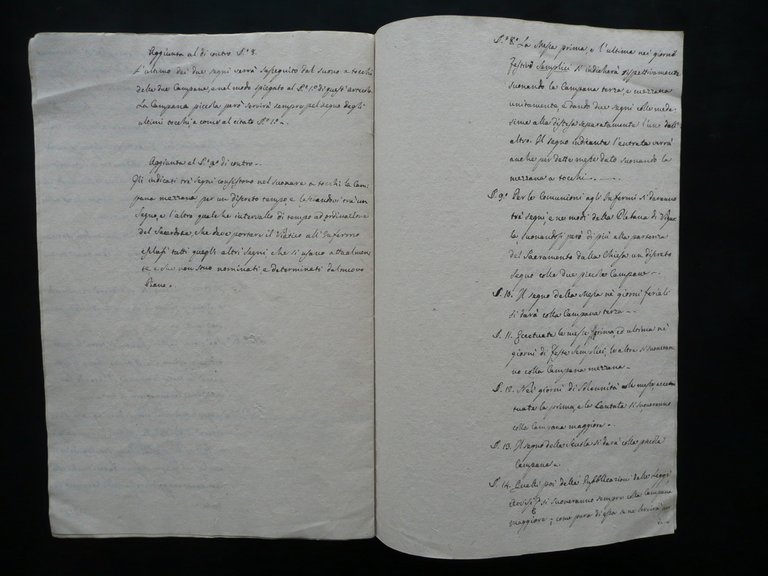 Manoscritto Regolamento pel Campanaro di Marano Modena 1810-11 Norme Compiti