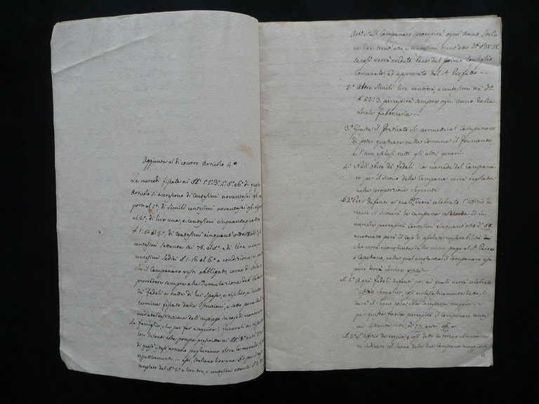 Manoscritto Regolamento pel Campanaro di Marano Modena 1810-11 Norme Compiti