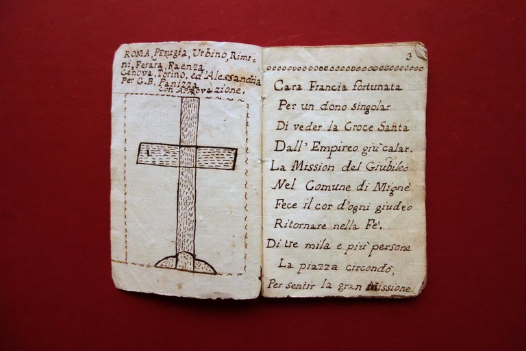 Manoscritto Relazione in Versi Apparizione S. Croce Poitiers Pappafava 1827