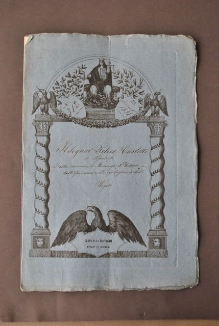 Manoscritto Rogito Modena Carlotti Assolto Somma Gaetano Moreali Rovighi 1851 | Immagine principale