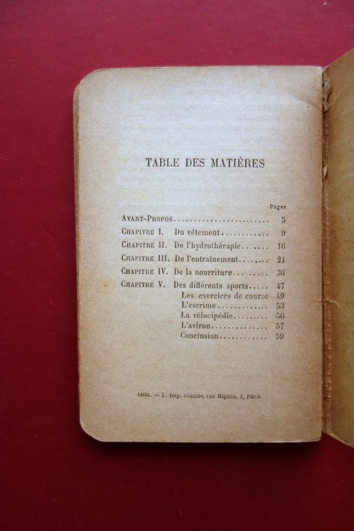 Manuel d'Hygiene Athletique a l'Usage des Lyceens Alcan Paris 1895 …