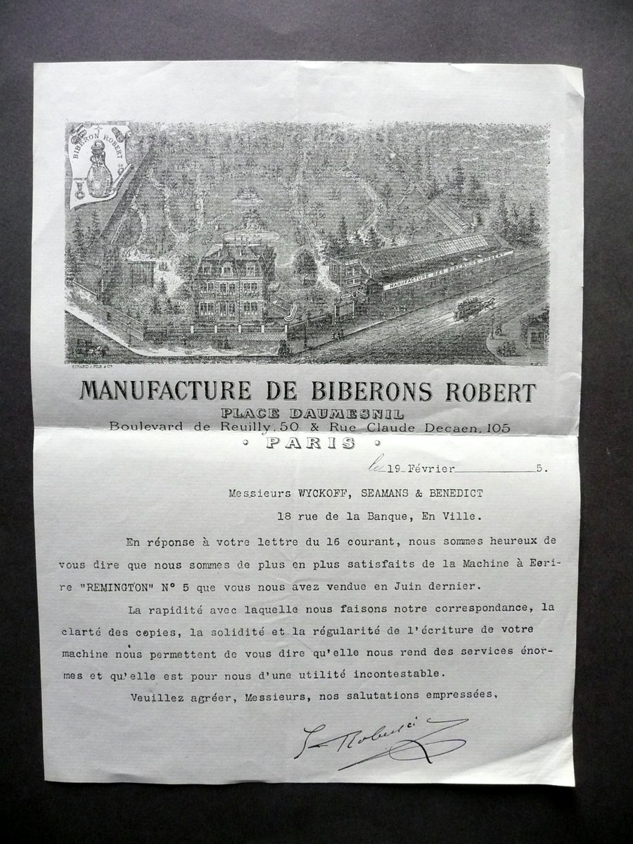 Manufacture de Biberons Robert Paris 1905 Carta Intestata Lettera