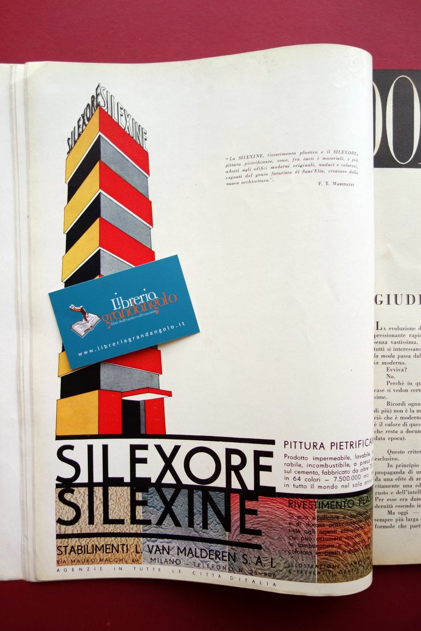 Marinetti Sant'Elia Silexine Silexore Tavola Pubblicit‡ Domus 1932 Futurismo