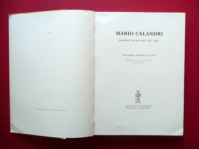 Mario Calandri Acqueforti 1937-1985 All'Insegna del Lanzello Costigliole Arte