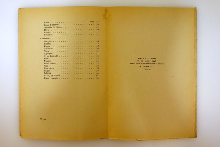 Mario Luzi Un Brindisi Sansoni Firenze 1944 Prima Edizione Originale