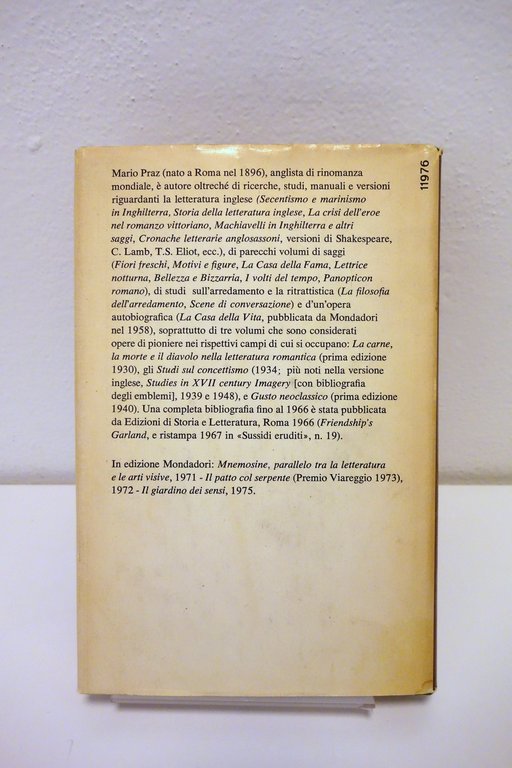 Mario Praz Il Giardino dei Sensi Mondadori 1975 1° Edizione