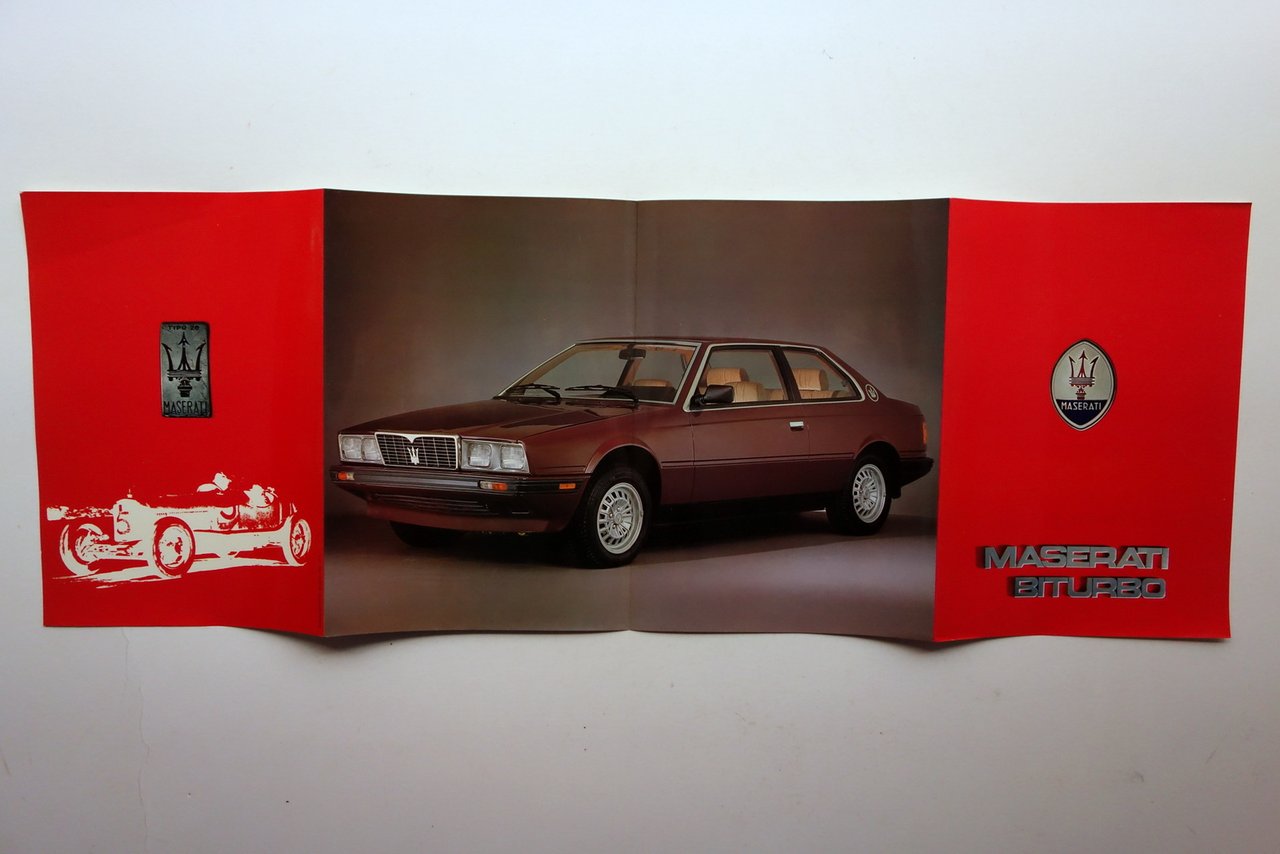 Maserati Biturbo Depliant Pubblicitario Pieghevole Illustrato Modena Anni '80