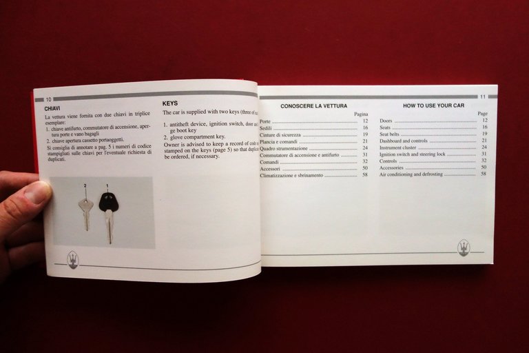 Maserati Shamal Libretto Uso e Manutenzione Edizione Italiano Inglese 1991