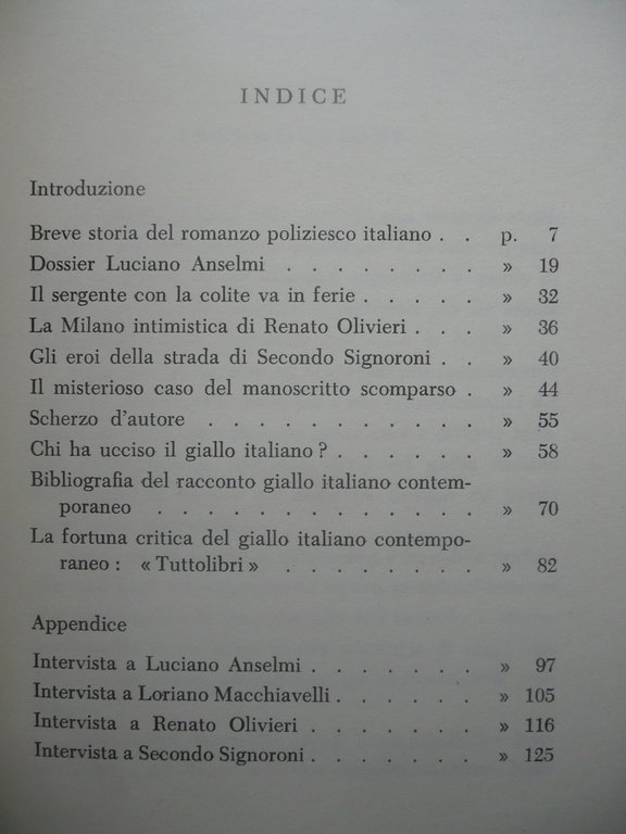 Massimo Carloni Indagine sul Giallo Italiano Editrice Porziuncola Assisi 1984