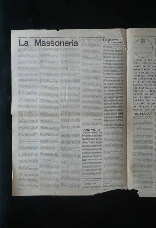 Massoneria Il Frignano Settimanale Cattolico dell'Alto Modenese N. 42 9/11/1919