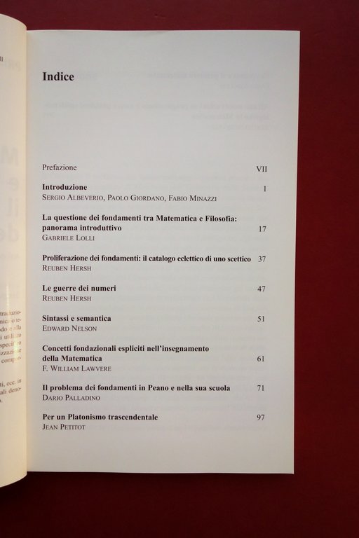 Matematica e Filosofia il Problema dei Fondamenti Oggi 2006 Convegno …