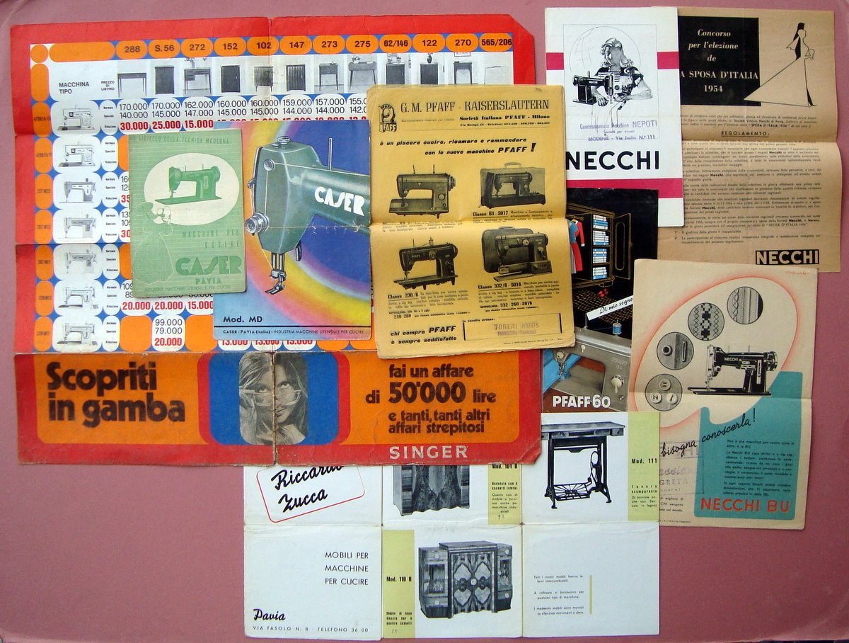 Materiale pubblicitario Macchine da Cucire Singer Necchi PFAFF Caser anni'50-'60 | Immagine principale
