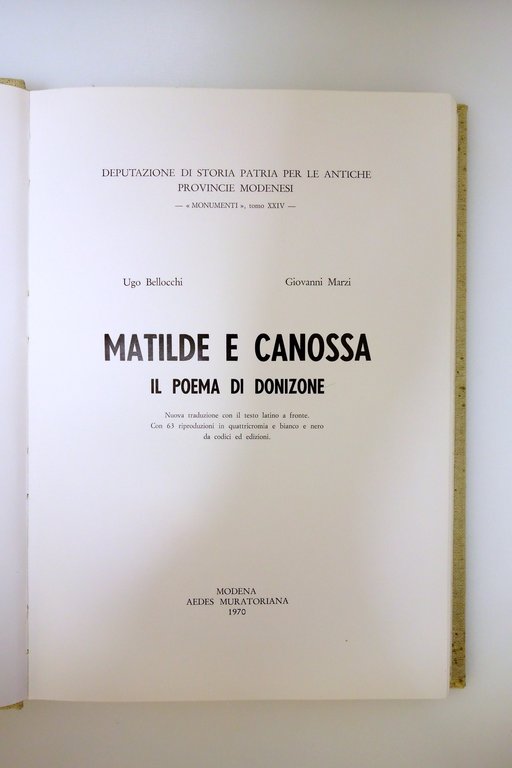 Matilde e Canossa il Poema di Donizone Bellocchi Marzi Aedes …