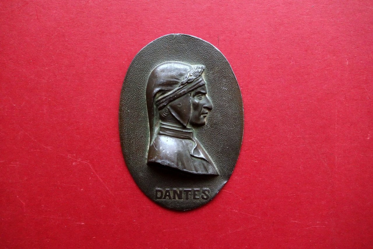 Medaglione in Bronzo Bassorilievo Dante Alighieri Primo Novecento ca.