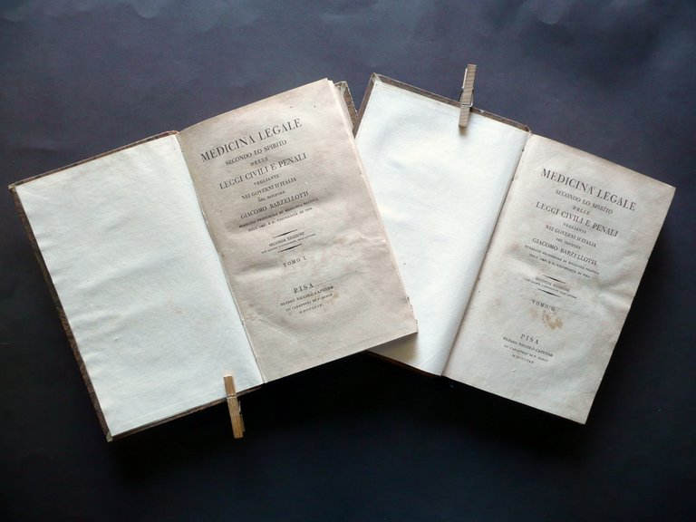 Medicina Legale Secondo lo Spirito Leggi Civili Penali Capurro 1819 2 Volumi